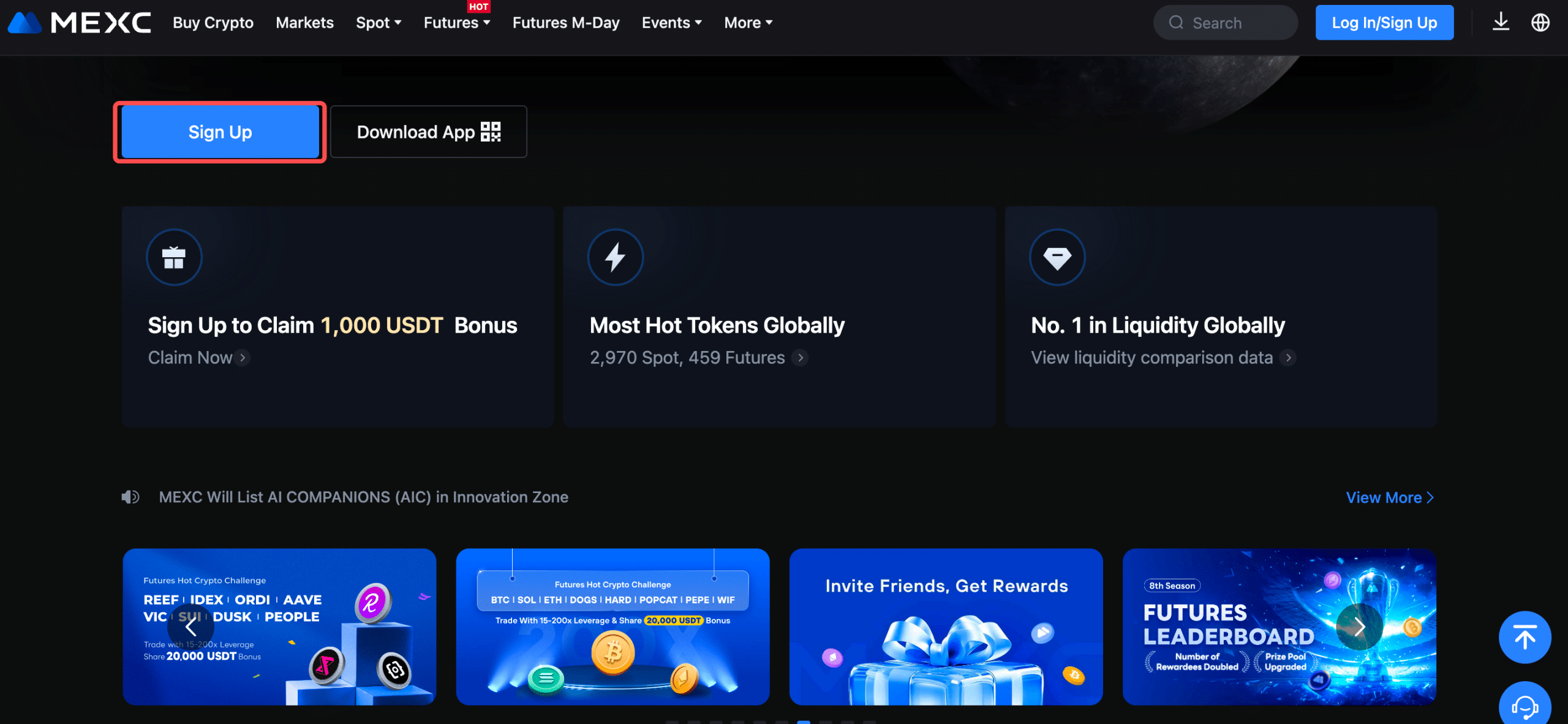 MEXC screenshot