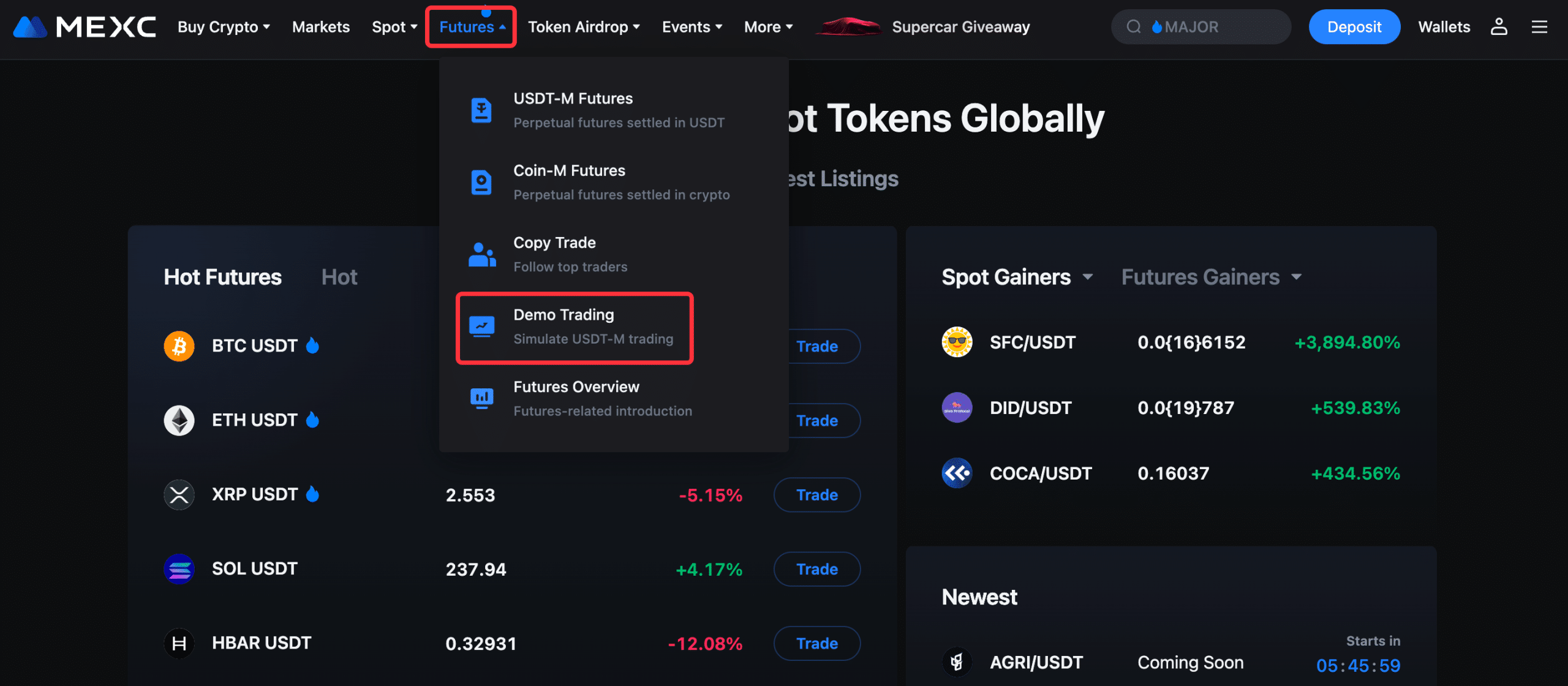 MEXC trading screenshot