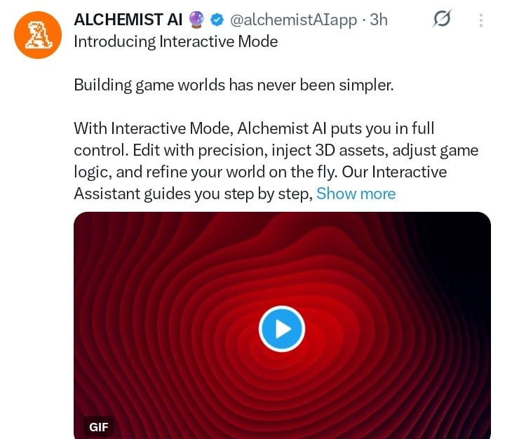 Alchemist AI tweet