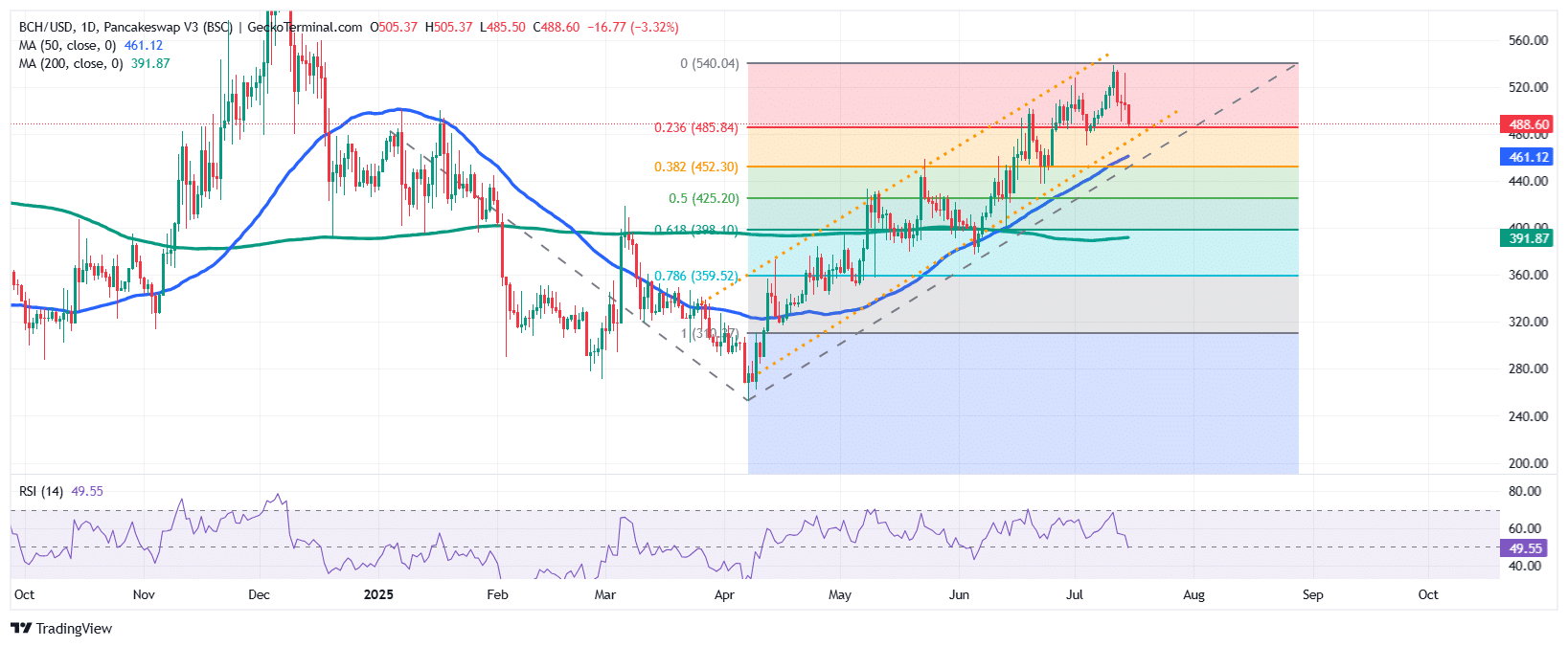 Bitcoin Cash Price Chart Analysis Source: GeckoTerminal