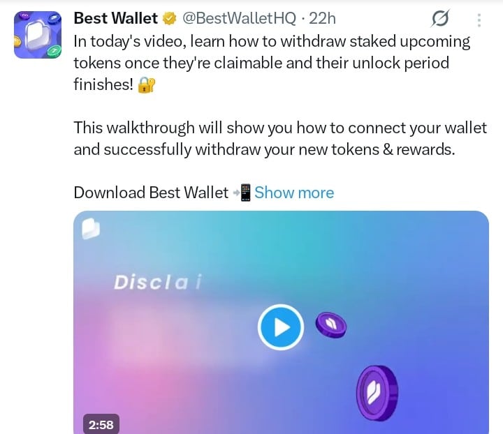 Best Wallet Token tweet