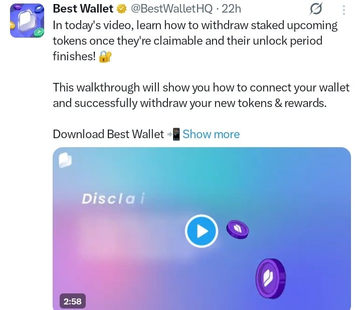 Best Wallet Token tweet