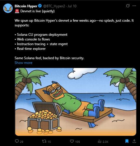 Bitcoin hyper tweet
