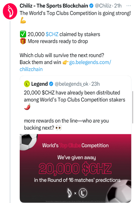 CHZ Tweet