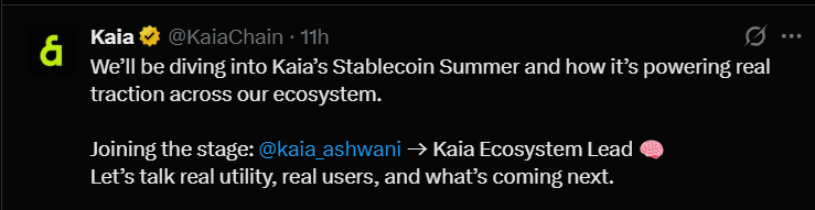 KAIA Tweet