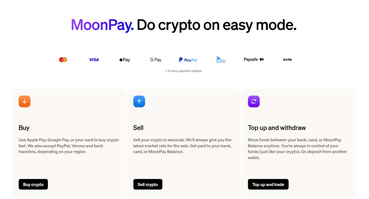 MoonPay Crypto Easy Mode
