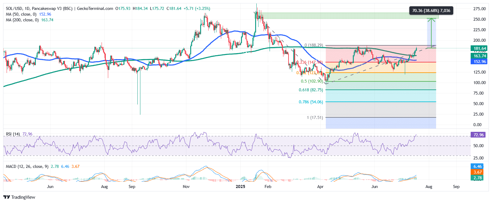 Solana Price Chart Analysis Source: GeckoTerminal