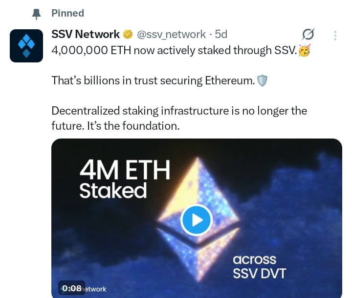 SSV Network tweet