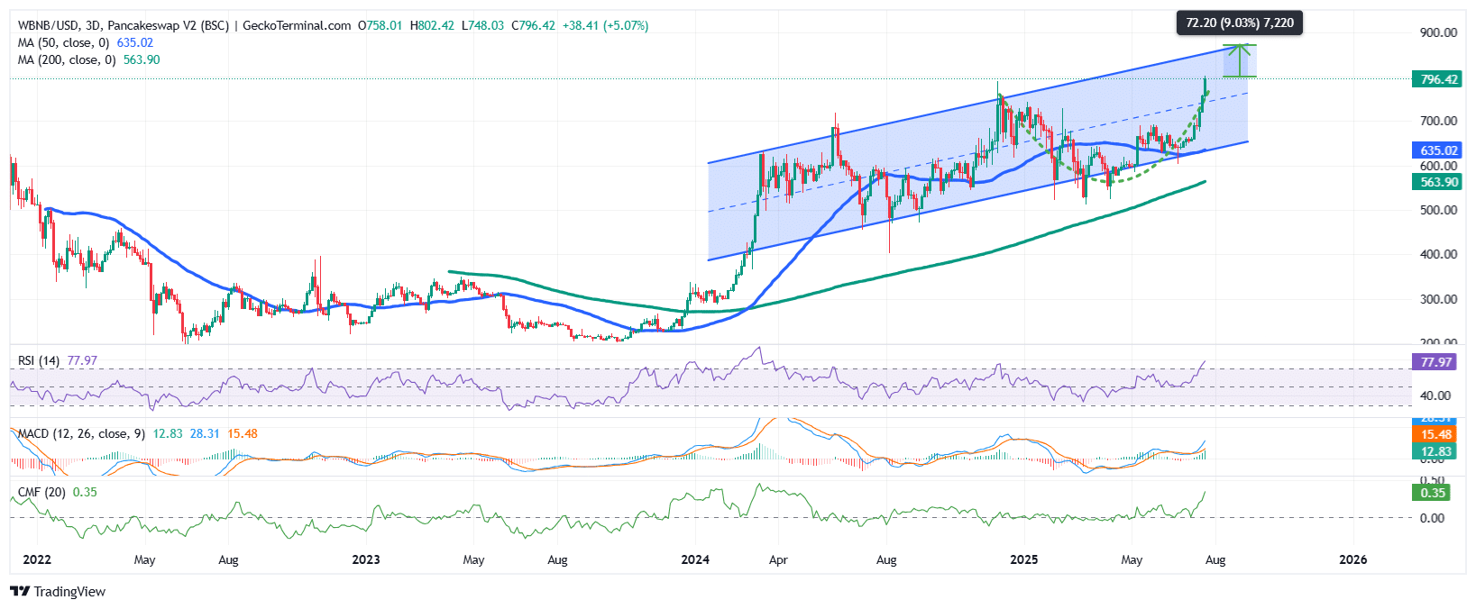 BNB Price Chart Analysis Source: GeckoTerminal