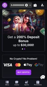 Capture d écran d Instant Casino montrant l interface utilisateur