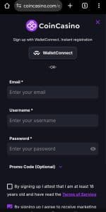 coincasino sign up