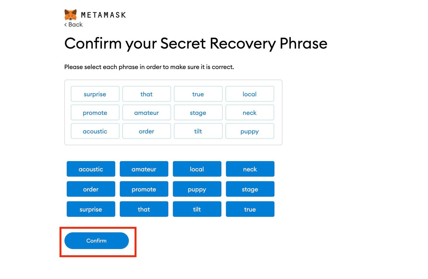 Metamask secret passphrase