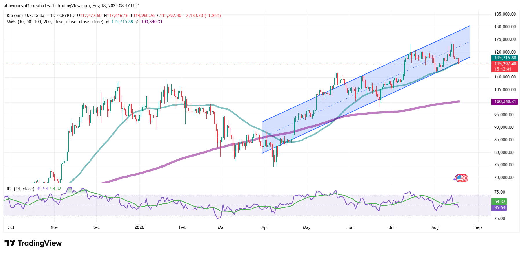 Bitcoin Price Chart Analysis Source: (Tradingview)