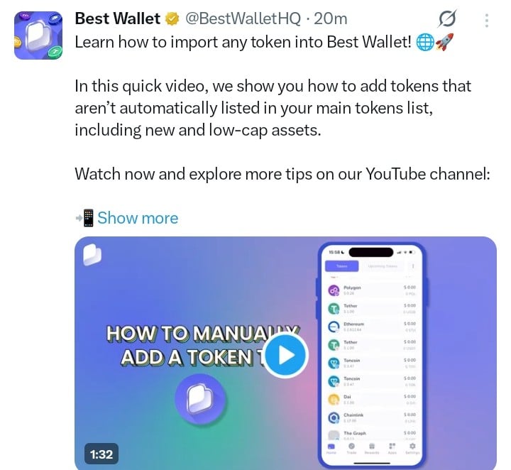 Best Wallet Token tweet