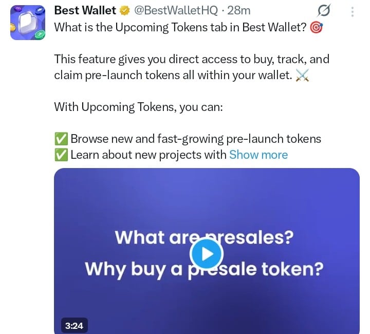 Best Wallet tweet