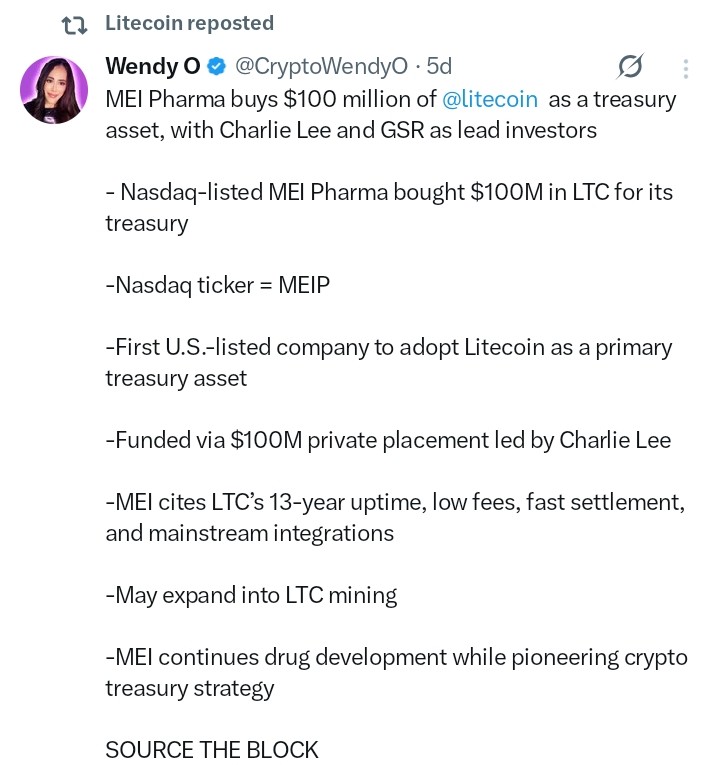 Litecoin tweet