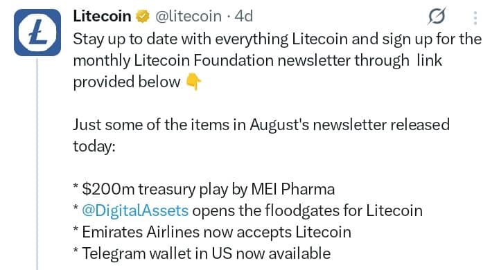 Litecoin tweet