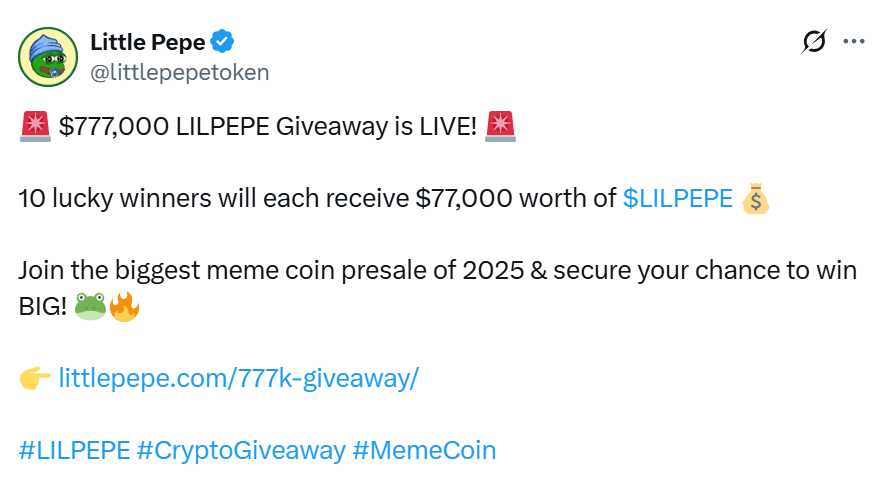 7,000 LILPEPE Giveaway is LIVE!