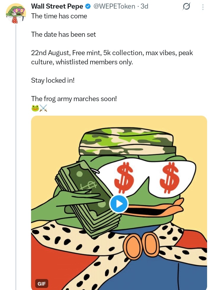 Wall Street Pepe tweet