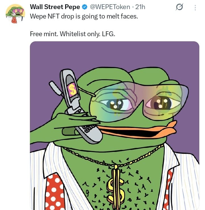 Wall Street Pepe tweet