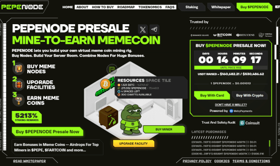 Pepenode homepage for price prediction