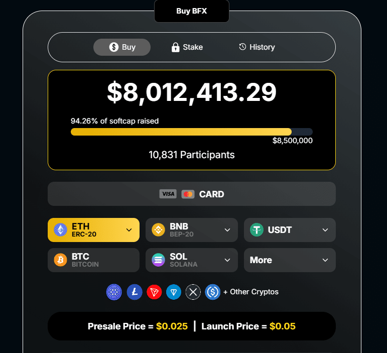 BlockchainFX presale widget