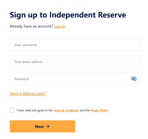 Sign Up for Independent Reserve