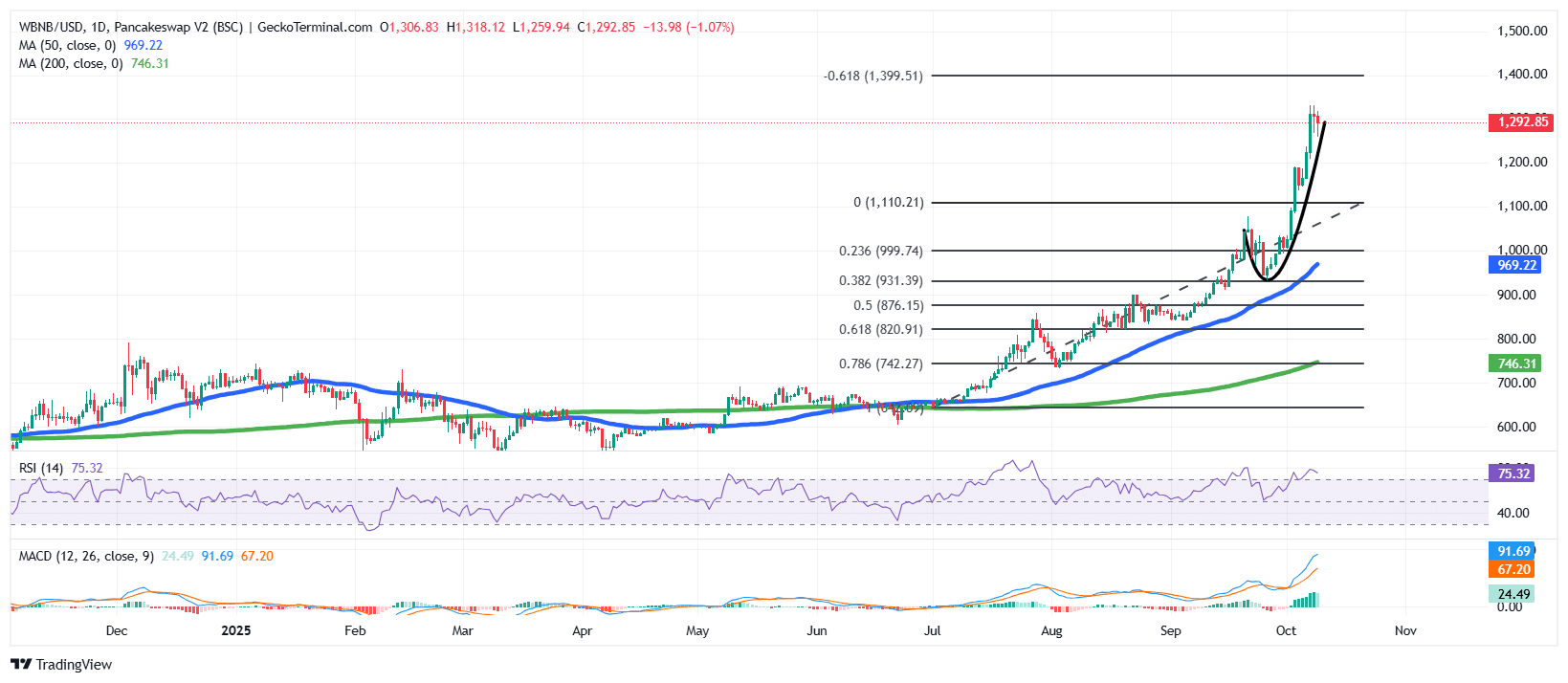 BNB/USD Chart Analysis Source: GeckoTerminal