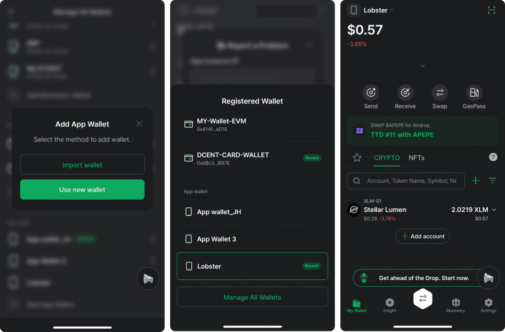 The update accepts wallet imports from MetaMask and Phantom through standard 12 or 24 word recovery phrases. Source: D'CENT Wallet