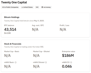 Twenty One Capital ($XXI) Slumps 20% On Debut As Strive Plans $500M Offering To Buy More Bitcoin