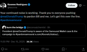 Trump Says He Will Look At Samourai Wallet Co-Founder’s Case, Hinting At Possible Pardon