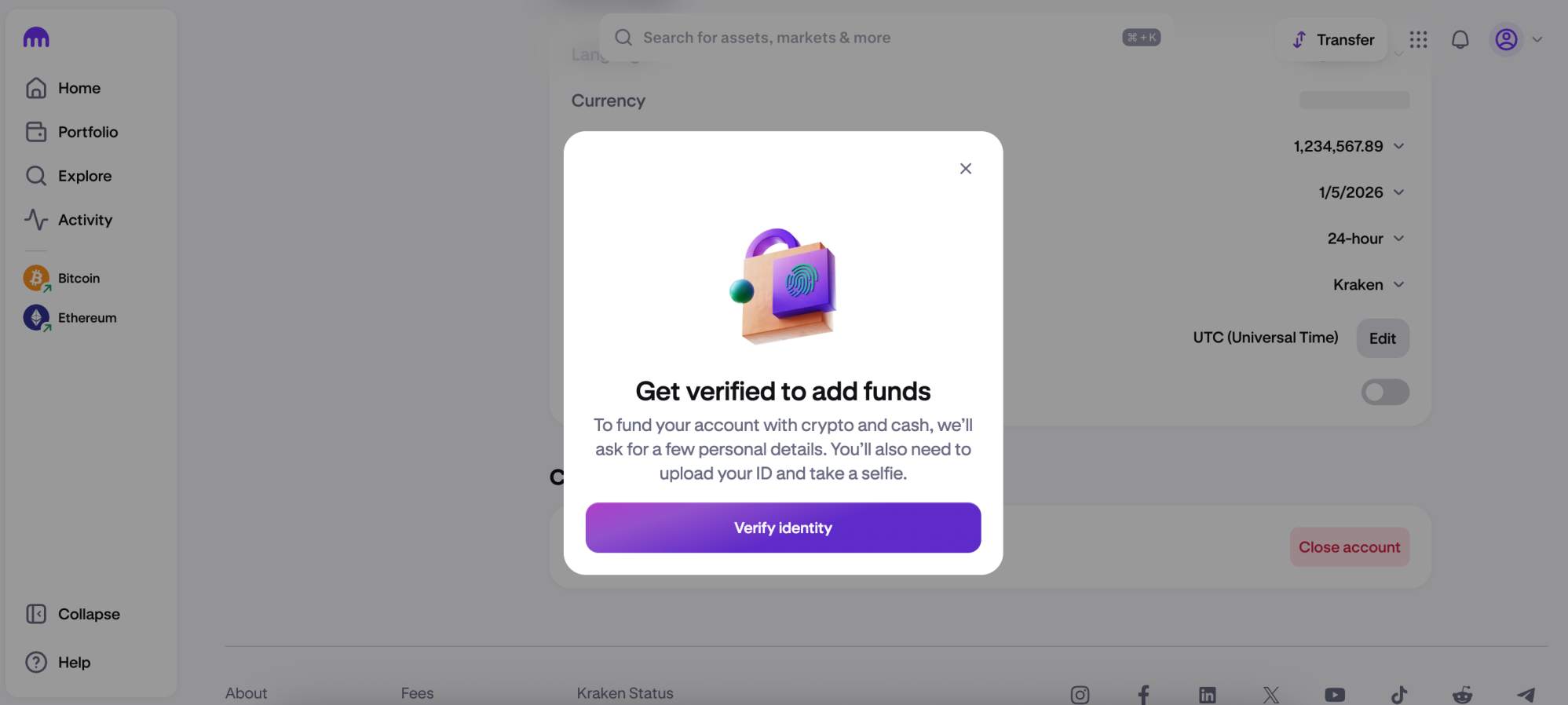Kraken KYC verification