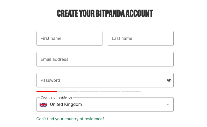 Set up Bitpanda account